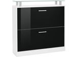 Schuhschrank BORCHARDT MÖBEL "Finn, Schuhregal, Schuhkipper für 12-16 Paar Schuhe", schwarz (weiß matt, schwarz hochglanz), B:89cm H:90cm T:23cm, Holzwerkstoff, Schränke, Schuhschrank, Breite 89 cm, mit Glasablage