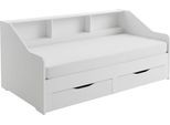 Stauraumbett RELITA "Rene", weiß, B:112,9cm L:205,6cm, Betten, Stauraumbett, ausziehbarer Unterbau und 2 Schubladen. Lieferung ohne Matratze