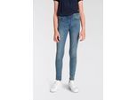 Jeansjeggings KIDSWORLD "Stetch-Jeans mit schmalem Bein", Mädchen, Gr. 158, N-Gr, blau (blau denim), Denim/Jeans, Obermaterial: 74% Baumwolle, 24% Polyester, 2% Elasthan, eng lang, Jeans, schmale Beinform, mit Gummizug, lang, mit aufgesetzten Taschen