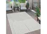 Teppich PACO HOME "Livorno 674", beige (creme), B:140cm H:14mm L:200cm, Polypropylen (PP), Teppiche, Teppich, Uni Farben, moderner Hoch-Tief-Effekt, Scandi-Look, Outdoor geeignet