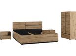 Schlafzimmer-Set OTTO HOME "Cross, moderne, grifflose Optik, FSC-zertifiziert", braun (wotan eiche), 2trg. Schrank + ohne Matratze, B/H: 180cm x 200cm, 2trg. Schrank, Schlafzimmermöbel-Sets, Komplettschlafzimmer-Set