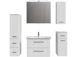 Badmöbel-Set SAPHIR "Serie 3006 5-teilig Keramik-Waschtisch mit Spiegelschrank", weiß, B:80cm H:57,4cm T:46,8cm, Holzwerkstoff, Kastenmöbel-Sets, Badmöbel-Set, Badezimmer-Set mit Unterschrank, Hängeschrank, Midischrank, Türdämpfer