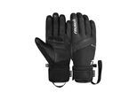 Skihandschuhe REUSCH "Booster GORE-TEX", Damen, Gr. 10, schwarz (schwarz, weiß), 70% Polyester, 27% Lederimitat, 3% Elasthan, unifarben, Handschuhe, mit wasserdichter, atmungsaktiver Funktion