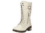 Schnürstiefel MUSTANG SHOES "Mustang Shoes Stiefel Lederimitat", Damen, Gr. 37, cream, Lederimitat, Schuhe Schnürstiefel