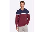 Langarmshirt CATAMARAN "Langarm-Poloshirt", Herren, Gr. 52/54, rot (marine, dunkelrot, gestreift), 100% Baumwolle, gemustert, gestreift, mehrfarbig, Shirts Langarmshirt