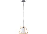 BRILLIANT Pendelleuchte "Giseh", schwarz (natur, schwarz), 1, 1 Stk., Leuchten, 23 x 23 x 120 cm, E27, kürzbar, Holz/Glas, natur/weiß, Pendelleuchte