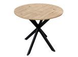 Mid.you Esstisch, Schwarz, Eichefarben, Metall, Holzwerkstoff, rund, Flachrohr, 80x75x80 cm, Bsci, Esszimmer, Esstische, Esstische rund