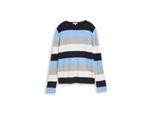 TOM TAILOR Damen Strickpullover mit Rundhalsausschnitt, blau, Gestreift, Gr. M