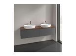 Villeroy und Boch Antao Waschtisch-Unterschrank L39152GK mit Beleuchtung, 2 Auszüge, 1600 x 360 x 500 mm, Front mit Struktur, Anthracite Matt Lacquer / Warm Walnut