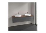 Villeroy und Boch Antao Waschtisch-Unterschrank L28112GK mit Beleuchtung, 4 Auszüge, 1600 x 360 x 500 mm, Front mit Struktur, Anthracite Matt Lacquer / Warm Walnut