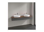 Villeroy und Boch Antao Waschtisch-Unterschrank L17152GK mit Beleuchtung, 2 Auszüge, 1600 x 190 x 500 mm, Front mit Struktur, Anthracite Matt Lacquer / Warm Walnut