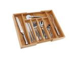 Besteckeinsatz , Naturfarben , Holz , Bambus , 5-7 Fächer , 31-48x5.3x37 cm , variabel ausziehbar , Küchenzubehör, Küchenhelfer, Besteckeinsätze