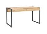Mid.you Schreibtisch , Schwarz, Eiche Artisan , Metall, Holzwerkstoff , 2 Schubladen , rechteckig , Flachrohr , 70x75x140 cm , Bsci , Stauraum , Büromöbel, Schreibtische, Schreibtische