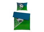 Ben'n'jen Kinderbettwäsche , Blau, Grün, Mehrfarbig , Textil , Fußball , 140x200 cm , Oeko-Tex® Standard 100, BCI (Better Cotton Initiative) , atmungsaktiv , Heimtextilien, Bettwäsche & Leintücher, Kinderbettwäsche