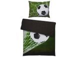 Herding Jugendbettwäsche , Grün, Mehrfarbig, Weiß , Textil , Fußball , 140x200 cm , Oeko-Tex® Standard 100 , atmungsaktiv, hautfreundlich, bügelleicht, schadstoffgeprüft , Heimtextilien, Bettwäsche & Leintücher, Kinderbettwäsche