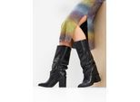 bonprix Stiefel, schwarz, Gr.42, Modischer Stiefel mit Umschlag und Raffung, aus Vegan
