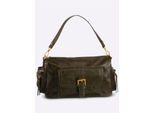 Schultertasche HEINE, Mädchen, Gr. B/H/T: 30cm x 19cm x 10cm, oliv, Viskosemischung, unifarben, Taschen Schultertasche