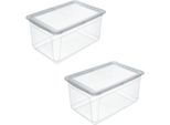 Aufbewahrungsbox KEEEPER "bea, 2er Set, mit Air Control-System 43L, 59 x 39 x 27 cm", transparent, B:59cm H:27cm T:39cm, Kunststoff, Aufbewahrungsboxen, Aufbewahrungsbox, Air-Control-System, stapelbar