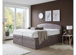 Boxspringbett "Madeira", grau, B:215cm L:210cm, WESTFALIA SCHLAFKOMFORT, Komplettbetten, Boxspringbett