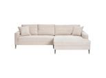 Carryhome Ecksofa, Creme, Metall, 4-Sitzer, Füllung: Schaumstoff, Ottomane rechts, L-Form, 276x173 cm, Stoffauswahl, seitenverkehrt erhältlich, Rücken echt, Wohnzimmer, Sofas & Couches, Wohnlandschaften, Ecksofas