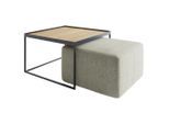 Novel Couchtischset Collare Sets, Eiche, Beige, Holz, 2-teilig, Eiche, massiv, quadratisch, eckig, 80x49x80 cm, Wohnzimmer, Wohnzimmertische, Satztische