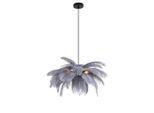 Novel Hängeleuchte , Grau, Schwarz , Metall, Textil , Federn , Blatt , 120 cm , RoHS, CE , Lampen & Leuchten, Innenbeleuchtung, Hängelampen