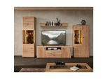 Cantus Wohnwand Calmera, Braun, Esche, Eiche Artisan, Holz, Glas, Holzwerkstoff, 4-teilig, Esche, Kork, massiv, 15 Fächer, 2 Schublade(n) Schubladen, 331x205x50 cm, Typenauswahl, Beimöbel erhältlich, Wohnzimmer, Wohnwände, Anbauwände