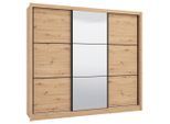 Xora Schiebetürenschrank, Eiche Artisan, Glas, Holzwerkstoff, 9 Fächer, 242x215.5x60 cm, Typenauswahl, Schrankfront mit Spiegel, Schlafzimmer, Kleiderschränke, Kleiderschränke mit Spiegel