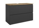 Mid.you Waschbeckenunterschrank, Schwarz, Eiche, Kunststoff, 2 Schublade(n) Schubladen, 80x57x36 cm, stehend, Badezimmer, Badezimmerschränke, Waschbeckenunterschränke