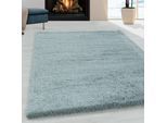 Hochflor-Teppich AYYILDIZ TEPPICHE "FLUFFY 3500", blau, B:80cm H:50mm L:250cm, Polypropylen (PP), Teppiche, Hochflor-Teppich, Langflor, Shaggy, uni, robust, auch in rund erhältlich, Wohnzimmer