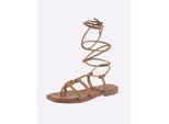 Sandale HEINE, Damen, Gr. 36, braun (cognac), Synthetik, Schuhe Sandale