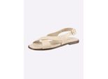 Sandale HEINE, Damen, Gr. 36, beige (creme), Leder, Schuhe Sandale