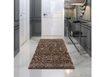 Teppich CARPET CITY "April 2292", braun, B:80cm H:10mm L:300cm, Polyester, Teppiche, Teppich, Läufer, weich durch Microfaser, Boho Ethno Look, Wohnzimmer