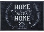 Fussmatte "Chalky Home" Gr. 15, schwarz, B:50cm H:7mm L:75cm, Kunstfaser, WASH+DRY BY KLEEN-TEX, Teppiche, Fussmatte, Schmutzfangmatte, mit Spruch, rutschhemmend, waschbar
