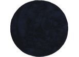 Teppich CARPETFINE "Silky", blau, H:20mm Ø:80cm, Mikropolyester, Teppiche, Teppich, Shaggy, Langflor, uni, besonders weich, handarbeit