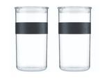 Vorratsglas BODUM "2er-Set", schwarz (schwarz, transparent), B:12,5cm H:22,5cm, Lebensmittelaufbewahrungsbehälter, Vorratsglas
