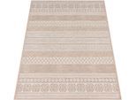 Teppich PACO HOME "Vermont 183", beige, B:133cm H:4mm L:190cm, Polypropylen, Teppiche, Teppich, Flachgewebe, modernes gestreiftes Design, In- und Outdoor geeignet