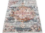 Teppich PACO HOME "Herbete 733", grau, B:80cm H:8mm L:150cm, Polyester, Polypropylen, Teppiche, Teppich, Kurzflor, Orient-Optik, Vintage Design