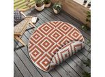 Teppich MY HOME "Ronda Wendeteppich", orange (terra, creme), H:5mm Ø:200cm, Kunstfaser, Teppiche, Teppich, Sisal-Optik, Flachgewebe, In- und Outdoor, geometrisches Boho Design