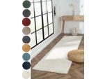 Hochflor-Läufer "My Shaggy", beige (creme), B:80cm H:37mm L:300cm, Polypropylen (PP), MYFLAIR MÖBEL & ACCESSOIRES, Teppiche, Hochflor-Läufer, Shaggy, Uni Farben, leicht glänzend, Microfaser, extra flauschig