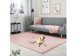 Hochflor-Teppich MY HOME "Lugano", rosa (altrosa), B:160cm H:30mm L:230cm, Polyester, Teppiche, Hochflor-Teppich, Kunstfell, Uni Farben, sehr weich & kuschelig