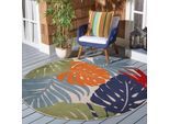 Teppich SANAT "Floral Outdoor", bunt, H:6mm Ø:120cm, Kunstfaser, Teppiche, Teppich, In- und Outdoor geeignet, florales Design, Balkon, Terasse