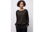 Langarmbluse STREET ONE, Damen, Gr. 38, schwarzest braun, Stoff, 100% Viskose, normal normal, U-Boot-Ausschnitt, elastischer Bund, Blusen, mit Leoprint