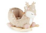 Schaukeltier Reh Ella, Beige, Holz, Metall, Textil, Pinie, 60x52x26.5 cm, Fußstützen, Haltegriffe, gepolsterte Sitzfläche, Gurtsystem, Spielzeug, Babyspielzeug, Schaukeltiere & Hüpftiere