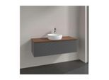 Villeroy und Boch Antao Waschtisch-Unterschrank K32112GK 1 Auszug, 1200 x 360 x 500 mm, Front mit Struktur, Anthracite Matt Lacquer / Warm Walnut