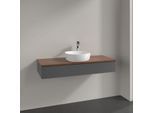 Villeroy und Boch Antao Waschtisch-Unterschrank K10152GK 120x19x50cm, Hahnloch, Waschbeckenplattenfarbe warm walnut, anthracite matt lacquer