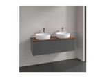 Villeroy und Boch Antao Waschtisch-Unterschrank L35152GK mit Beleuchtung, 1 Auszug, 1200 x 360 x 500 mm, Front mit Struktur, Anthracite Matt Lacquer / Warm Walnut