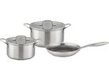 Topf-Set GSW "Inoxxa Black", silber, 1,6 l, Töpfe, Kochtopf-Set aus Dreischicht-Material mit Antihaft-Versiegelung