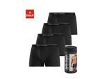 Boxer BRUNO BANANI "Boxershorts für Herren", Herren, Gr. L (6), 4 Stk., schwarz, Jersey, Obermaterial: 95% Baumwolle, 5% Elasthan, unifarben, körpernah, Unterhosen, in der Dose verpackt