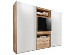 Mid.you Schwebetürenschrank, Weiß, Eichefarben, Metall, 2 Fächer, 3 Schublade(n) Schubladen, 300x216x65 cm, Blauer Engel, BQ - Bündnis für Qualität, Made in Germany, DIN EN ISO 9001, Schlafzimmer, Komplette Schlafzimmer und Serien, Schlafzimmerserien
